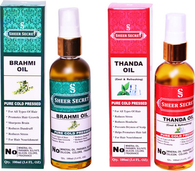 

SHEER SECRET THANDA OIL and BRAHMI OIL (100% PURE COLD PRESSED OIL) Hair Oil(200 ml)