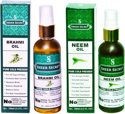 

SHEER SECRET NEEM OIL and BRAHMI OIL (100% PURE COLD PRESSED OIL) Hair Oil(200 ml)