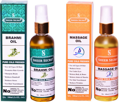 

SHEER SECRET MASSAGE OIL and BRAHMI OIL (100% PURE COLD PRESSED OIL) Hair Oil(200 ml)