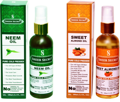 

SHEER SECRET SWEET ALMOND OIL and NEEM OIL (100% PURE COLD PRESSED OIL) Hair Oil(200 ml)