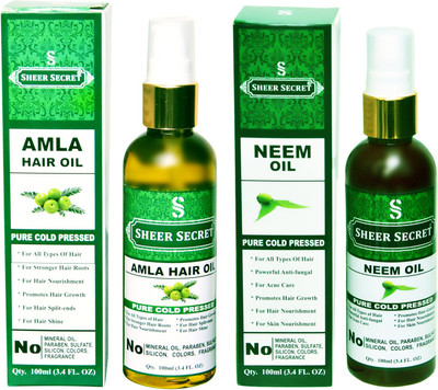 

SHEER SECRET NEEM OIL and AMLA HAIR OIL (100% PURE COLD PRESSED OIL) Hair Oil(200 ml)