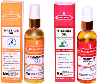 

SHEER SECRET THANDA OIL and MASSAGE OIL (100% PURE COLD PRESSED OIL) Hair Oil(200 ml)
