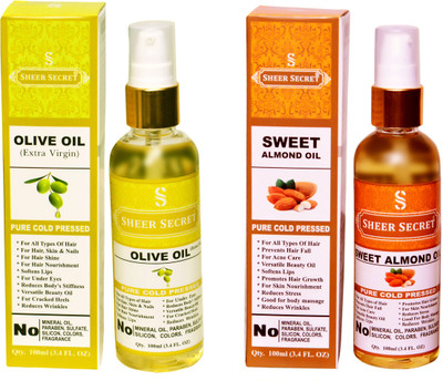 

SHEER SECRET SWEET ALMOND OIL and OLIVE OIL (100% PURE COLD PRESSED OIL) Hair Oil(200 ml)