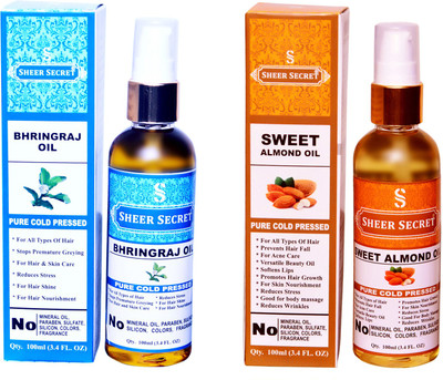

SHEER SECRET SWEET ALMOND OIL and BHRINGRAJ OIL (100% PURE COLD PRESSED OIL) Hair Oil(200 ml)