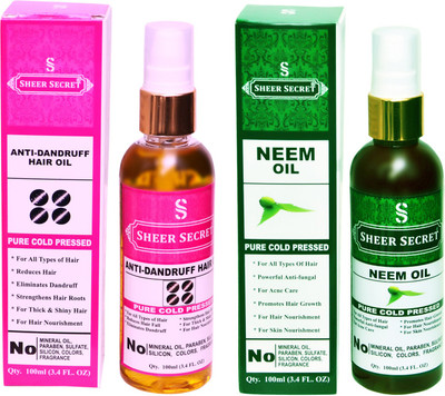 

SHEER SECRET NEEM OIL and ANTI DANDRUFF OIL (100% PURE COLD PRESSED OIL) Hair Oil(200 ml)
