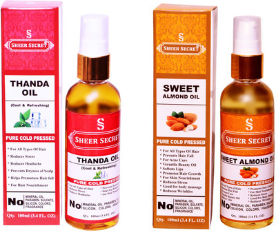

SHEER SECRET SWEET ALMOND OIL and THANDA OIL (100% PURE COLD PRESSED OIL) Hair Oil(200 ml)