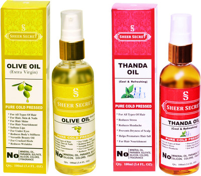 

SHEER SECRET THANDA OIL and OLIVE OIL (100% PURE COLD PRESSED OIL) Hair Oil(200 ml)