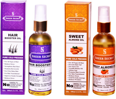 

SHEER SECRET SWEET ALMOND OIL and HAIR BOOSTER OIL (100% PURE COLD PRESSED OIL) Hair Oil(200 ml)