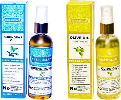 

SHEER SECRET OLIVE OIL and BHRINGRAJ OIL (100% PURE COLD PRESSED OIL) Hair Oil(200 ml)