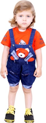 KidiWorld Dungaree For Boys & Girls Casual Solid Denim(Red, Pack of 1)