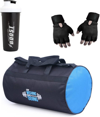 

Vellora High Quality Gym Bag And Gym Glove With Thunder Boost Shaker Wrist Support Combo Gym & Fitness Kit