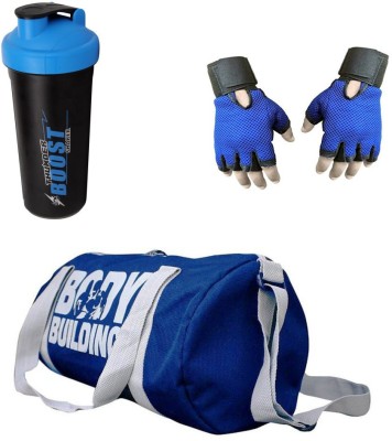 

Vellora High Quality Gym Bag, Protein Shaker And Gym Glove With Wrist Support Combo Gym & Fitness Kit