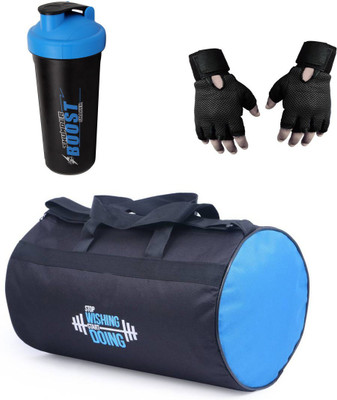 

Vellora High Quality Gym Bag And Gym Glove With Thunder Boost Shaker Wrist Support Combo Gym & Fitness Kit