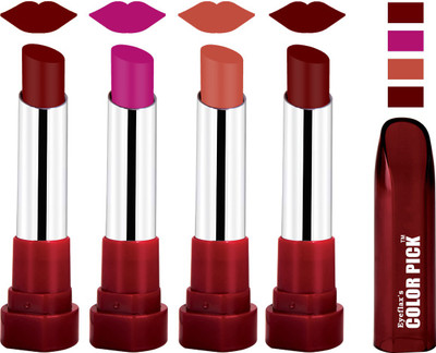 

EYEFLAX'S COLORPICK SILK TOUCH MATTE MULTICOLOR LIPSTICK COMBO 11 (PACK OF 4)(MULTICOLOR)