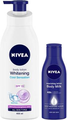 NIVEA Whitening Cool Sensation and Body Milk Nourishing Lotion