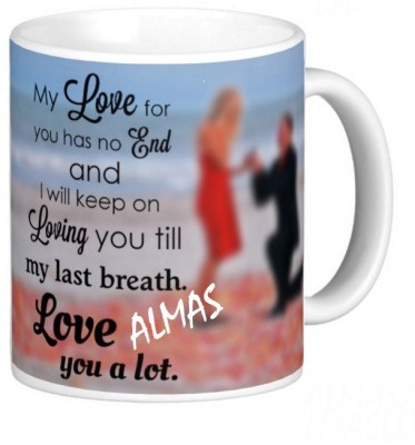 Exocticaa LOVE QUOTES COFFEE MUG LQV 115ALMAS Ceramic Coffee Mug(330 ml)