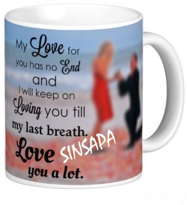 Exocticaa LOVE QUOTES COFFEE MUG LQV 115SINSAPA Ceramic Coffee Mug(330 ml)