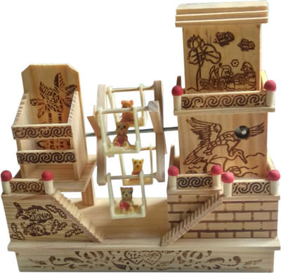 

tayyaba enterprises wooden musical swing toy with key(Brown)