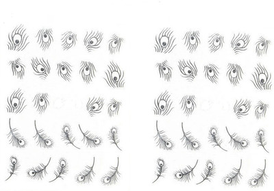 

STZ Peacock Feather Nail Sticker, 2 Pieces, Silver.(silver)