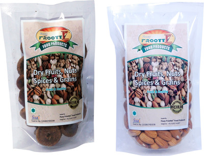 

FLUXYFROOTTR ALMOND KERNELS |COMMON FIGS | BADAM , AJEER EACH 250 GM POUCH (PACK OF 2) Almonds, Figs(500 g, Pouch)
