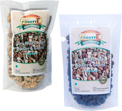 

FLUXYFROOTTR KERNEL WALNUTS | BLACK RAISINS | EACH 250 GM POUCH (PACK OF 2) Walnuts, Raisins(500 g, Pouch)