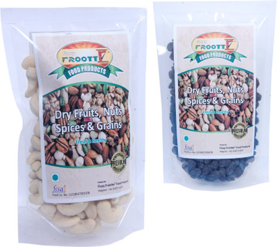FLUXYFROOTTR CASHEWS | BLACK RAISINS | EACH 250 GM POUCH (PACK OF 2) Cashews, Raisins(500 g, Pouch)