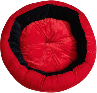 

Hiputee Ultra Soft Reversible Velvet Round Red-Dog/Cat Small S Pet Bed(Red, Black)
