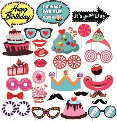 

SYGA Set Of 29 Birthday Party Props Photo Booth Board(Party)