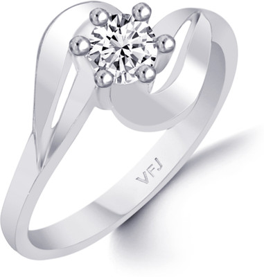 VIGHNAHARTA Nice Solitaire Alloy Cubic Zirconia, Crystal Rhodium Plated Ring