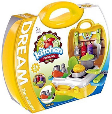 

RIVOXX Dream Kitchen Kids Learning Playset 20Pcs/Set Funny Tableware Plastic Slice Food Pretend Cooking Kitchen Toys Girls Gift Set
