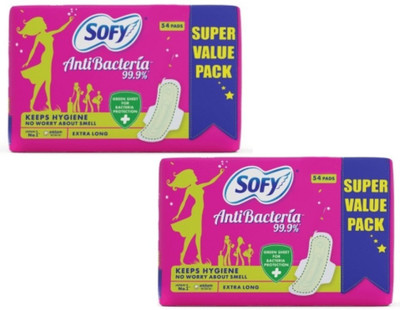 

sofy Anti-Bacteria extra long-set of 2 packs (54 pcs per Pack ) Sanitary Pad(Pack of 2)