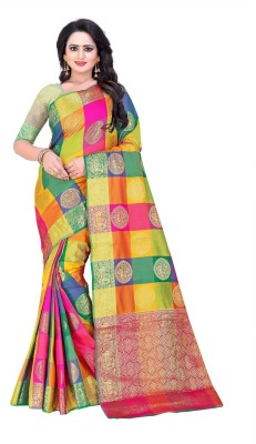 Bombey Velvat Fab Self Design Patola Art Silk, Silk Blend Saree(Multicolor)