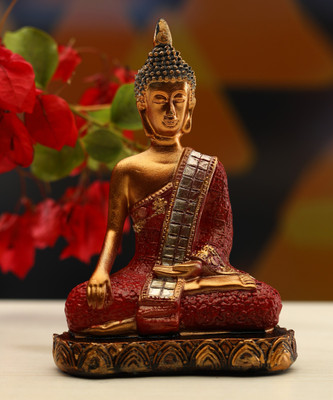 Adonai Buddha Decorative Showpiece  -  15 cm  (Polyresin, Multicolor)