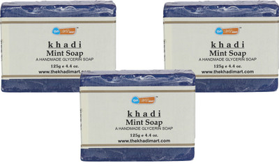 

Agile The Khadi Mart (Mint) Soap - (Pack of 3) - 375 gm(3 g, Pack of 3)