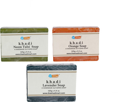 

Agile The Khadi Mart Combo of (Neam Tulsi Soap, Orange Soap & Lavender Soap) - (Pack of 3) - 375 gm(3 g, Pack of 3)