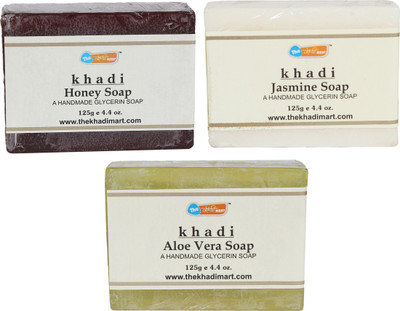 

Agile The Khadi Mart Combo of (Honey Soap, Jasmine Soap & Aloe Vera Soap) - (Pack of 3) - 375 gm(3 g, Pack of 3)