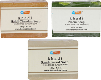 

Agile The Khadi Mart Combo of (Haldi Chandan Soap, Neam Soap & Sandalwood Soap) - (Pack of 3) - 375 gm(3 g, Pack of 3)