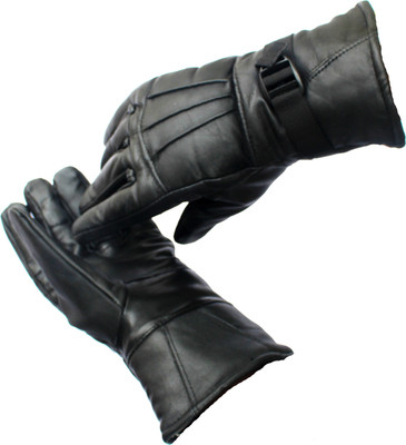 AlexVyan Soft Leather Snow Proof Warm Winter Cycling Bike Motorcycle Man Riding Gloves Riding Gloves(Black)