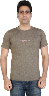 AWACK Printed Men Round Neck Brown T-Shirt