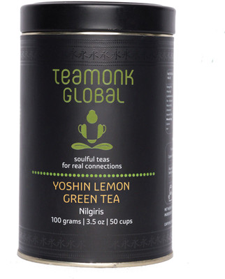 

Teamonk Global Teamonk Nilgiri Lemon Green Tea for Weight Loss, 100g (50 Cups)-Pack of 2 | 100% Natural Loose Leaf Green Tea with Natural Lemon Zest | Yoshin Relax & Refresh Green Tea | Fruit Tea | No Additives Herbs Green Tea(100 g, Tin)
