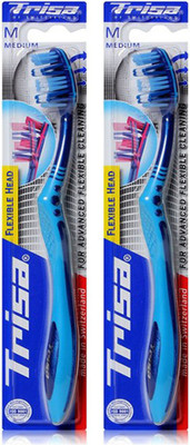 Trisa Flexible Head Medium Medium Toothbrush(Pack of 2)