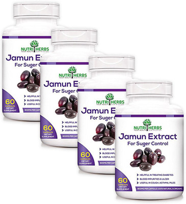 

Nutriherbs Jamun Extract 60 capsules (800 mg) (Pack of 4)(4 No)