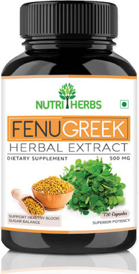 

Nutriherbs Fenugreek Extract 500mg (120 Capsules) | Best Fenugreek Supplements(1 No)
