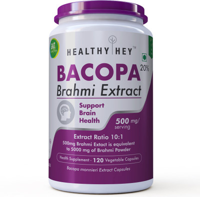 

HealthyHey Nutrition Brahmi - Bacopa Monnieri,120 Vegetable Capsules(500 mg)