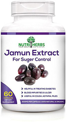 

Nutriherbs Jamun Extract 60 capsules (800 mg) (Pack of 1)(1 No)