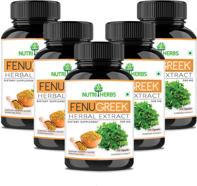 

Nutriherbs Fenugreek Extract 500mg (120 Capsules) | Best Fenugreek Supplements(5 No)