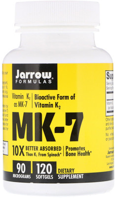 

Jarrow Formulas MK-7 Vitamin K2 as MK-7 90 mcg 120 Softgels(120 No)