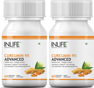 

Inlife Curcumin C3 Complex 500 mg Turmeric with BioPerine-60 Veg Capsules (2 pack)(120 No)