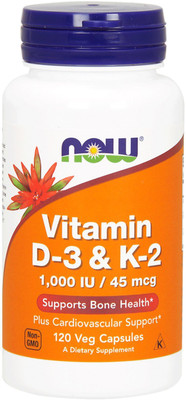 

Now Foods Vitamin D-3 & K-2, 1,000 IU / 45 mcg, 120 Veg Capsules NOW-00369(120 No)