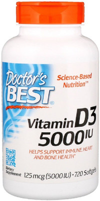 

Doctor's Best Vitamin D3, 125 mcg (5000 IU), 720 Softgels(720 No)